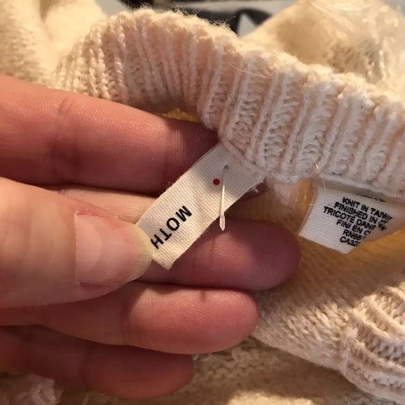 Anthropologie MOTH Bramble Fringe Sweater Ivory Pullover Knit Wool Alpaca Blends - Picture 8 of 11